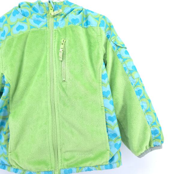 Carters Girl Toddler Reversible Jacket Green & Blue Geometric Heart Pattern 4T - Picture 3 of 10